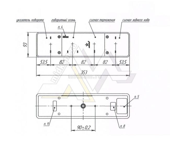 Фонарь задний 4-х секционный 24V (без провода) правый / Сакура Фонарь задний 4-х секционный 24V (без провода) правый / Сакура